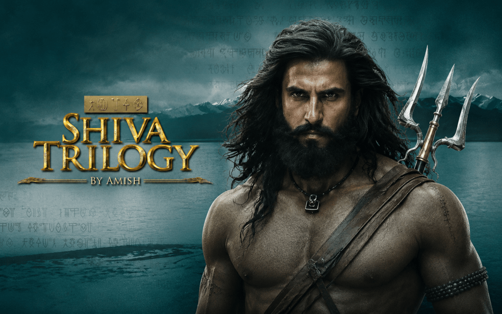 RANVEER SINGH as SHIVA, Weapon of Ram by Sunil Chandra Saha vs Shiva Trilogy by Amish Tripathi, including The Immortals of Meluha, The Secret of the Nagas, and The Oath of the Vayuputras.